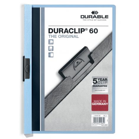 Skoroszyt zaciskowy Durable A4/60 Duraclip PCV, Niebieski jasny
